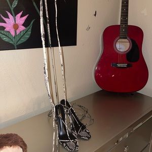 Strappy Snakeskin Heels